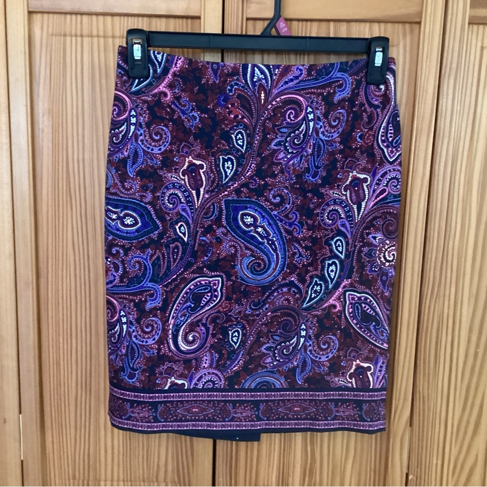 Talbots Vibrant Paisley Pencil Skirt